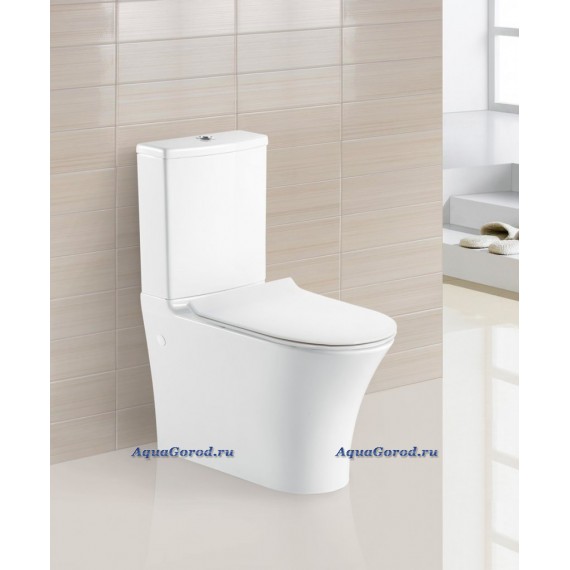 Унитаз-компакт BelBagno Deluca безободковый с горизонтальным выпуском P-Trape BB343CPRT