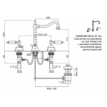 Смеситель Cezares Diamond для раковины на 3 отверстия бронза ручки Swarovski DIAMOND-BLS2-02-Sw