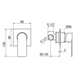 Смеситель Cezares Furore встраиваемый для душа на 1 источник FURORE-DIM-01-Cr