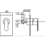 Смеситель Cezares Garda встраиваемый для и душа на 1 источник GARDA-DIM-01-Cr