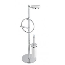 Стойка Cezares Olimp с держателем туалетной бумаги, щёткой для унитаза, полотенцедержателем и мыльницей бронза ручки Swarovski OLIMP-WBS-02-Sw