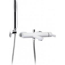 Смеситель Cezares Over для ванны и душа в комплекте с ручным душем белый перламутр OVER-VDM-BBC