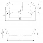 Ванна акриловая Cezares Metauro Central овальная отдельно стоящая 180x80 см METAURO-Central-180-80-40