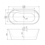 Ванна акриловая BelBagno отдельно стоящая овальная 178х84 см BB14