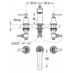 Смеситель Cezares Liberty для раковины на 3 отверстия без донного клапана LIBERTY-F-BLS-01-W0