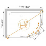 Душевой уголок Cezares PRATICO-RH-2-120/80-P-Cr раздвижной рифленое стекло