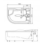 Акриловая ванна Gemy с гидро-аэромассажем и радио 180х121 правая G9083 K R