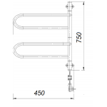 Полотенцесушитель Тера Флюгер поворотный с греющим кабелем электрический 450х750