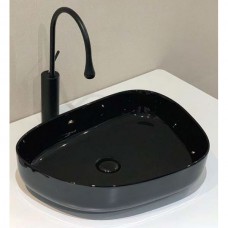 Раковина BelBagno BB1435-NERO накладная овальная черная 55х40х14