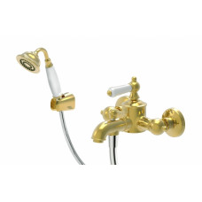 Смеситель Bravat Art для ванны с коротким изливом с аксессуарами золото F675109G-B