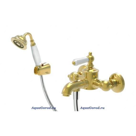 Смеситель Bravat Art для ванны с коротким изливом с аксессуарами золото F675109G-B