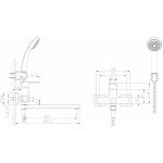 Смеситель Bravat Riffle для ванны с длинным изливом с аксессуарами F672106C-LB