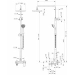 Душевая система Bravat Opal со смесителем для ванны и квадратным верхним душем F6125183CP-A-RUS